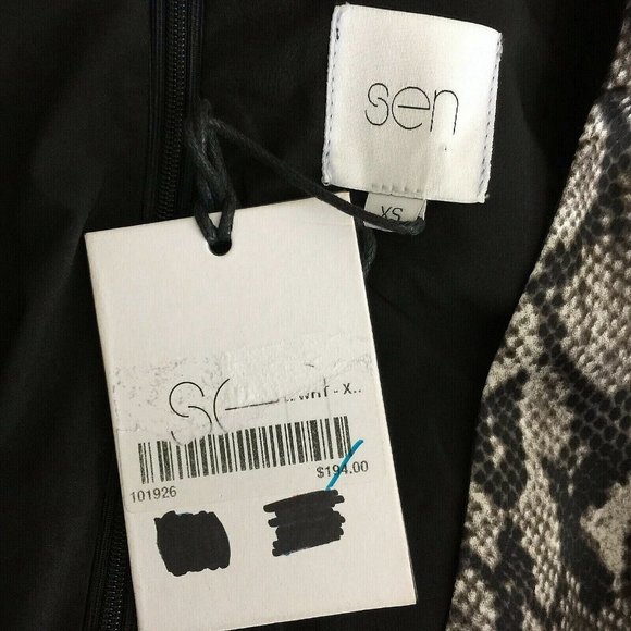 Nwt Sen Snake Print Reptile Mini Dress XS Womens Plunge V Neck Edgy Bold Chic - Picture 3 of 7